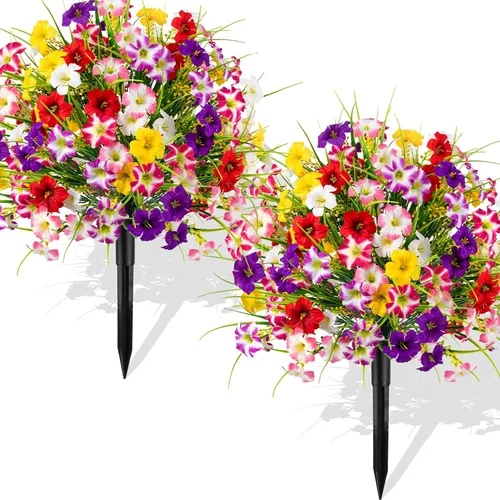Paquete de 2 árboles topiarios de flores artificiales Morning Glory con