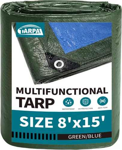 Vista 63 de TARPAL Lona azul de 6 x 6 pies, impermeable de 5 mil lonas pequeñas, cubierta protectora multiusos, cubierta de lona de polietileno para leña