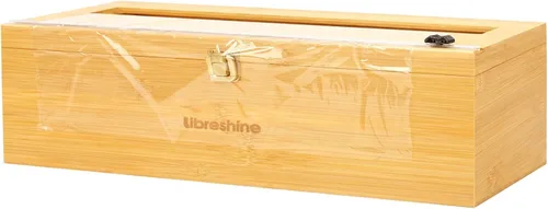 Libreshine Dispensador de plástico de 18 pulgadas con cortador y rodillo, soporte de película comercial de bambú resistente para película adhesiva