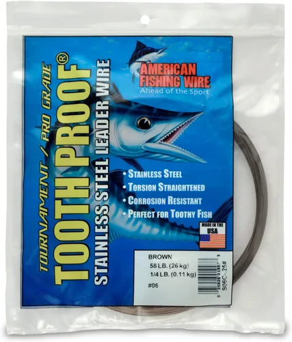 Vista 71 de AFW Alambre Líder Duro de Una Hebra de Acero Inoxidable a Prueba de Dientes - Brillante y Camuflaje para Tiburón, Barracuda, Caballa Real, Wahoo
