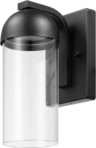 GLOBE 60000023 - Lámpara de pared eléctrica LED integrada de 12 W, color negro mate, pantalla de cristal transparente, luz de porche, luces de pared