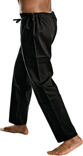 Vista 4 de Ronin - Pantalones de karate de peso medio, 100% algodón, 8 onzas, cordón tradicional, color blanco y negro, calidad y comodidad