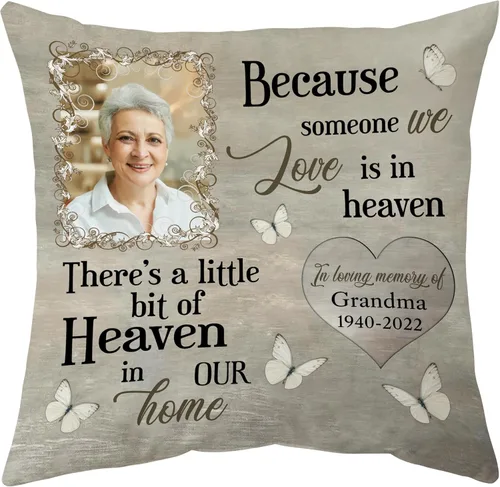 Vista 27 de Hyturtle Almohada conmemorativa personalizada de condolencias con inserto de 12 x 12 pulgadas, regalos impresos de doble cara para la pérdida de un