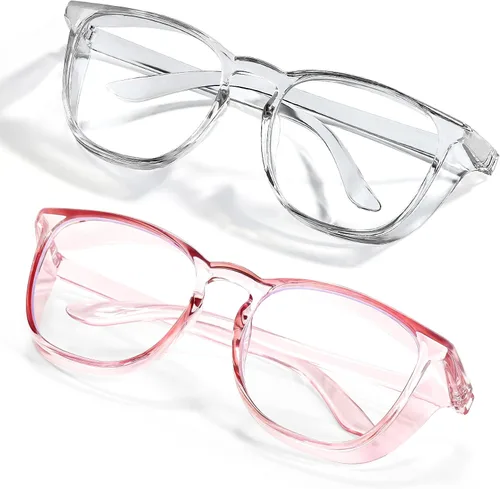 Vista 9 de LASMEX Elegantes gafas de seguridad para mujeres y niñas, gafas anti-vaho, gafas protectoras, gafas transparentes