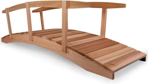 Vista 10 de All Things Cedar Puente de madera, pasarela de jardín al aire libre para estanques de patio trasero, 3 pies, natural