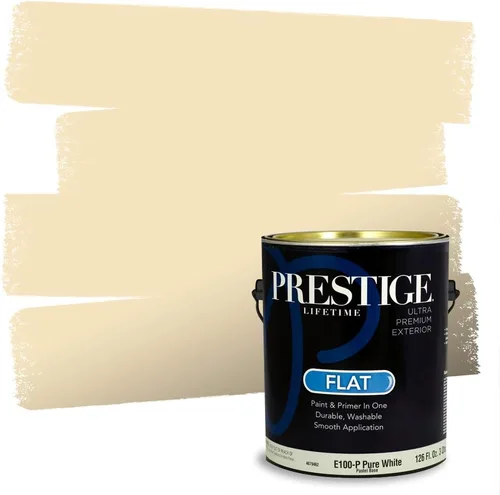 Vista 166 de PRESTIGE Pinturas de pintura exterior e imprimación en uno, 1 galón, plano, combinación comparable de Benjamin Moore* Manzanilla*