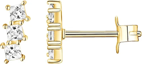 PAVOI 14K Gold Plated 925 Sterling Silver CZ Simulated Diamond Earrings Dainty Geometric Shape Mini Bar Stud Earrings for Women