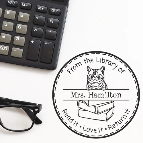 Vista 18 de Customized Return My Book Embosser with Don Sphynx Cat Design - Custom Please Return Book Embossed Stamp for Avid Readers and Book Lovers