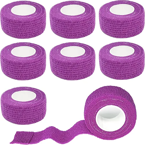 Vista 23 de Paquete de 8 cintas adhesivas autoadhesivas de 1 x 5 yardas para atletismo, muñeca, tobillo, rodillas, mascotas (negro)