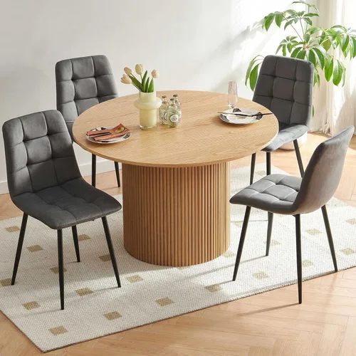 Vista 10 de Homedot Juego de mesa de comedor para 2, mesa de cocina de 3 piezas, juego de sillas de comedor redondas y negras para espacios pequeños, juego