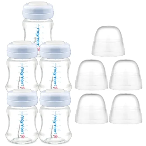 Vista 8 de Maymom Botella de recolección de leche de boca ancha con tapa de cúpula, parte superior de botella, disco SureSeal; compatible con botellas Spectra