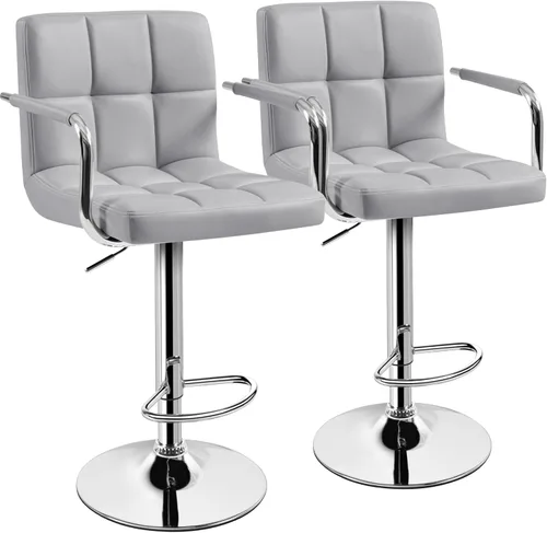 Vista 139 de Yaheetech - 4 taburetes de bar ajustables para mostrador de cocina, taburetes de bar/mostrador, silla de comedor giratoria hidráulica de piel Marrón