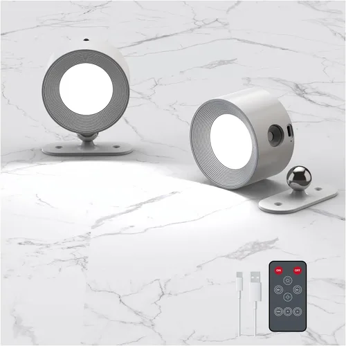 Vista 12 de Deyagoo 2PACK Lámpara de pared LED con control remoto - Lámpara de pared recargable, 3 colores y 3 niveles de brillo, cabezal giratorio magnético