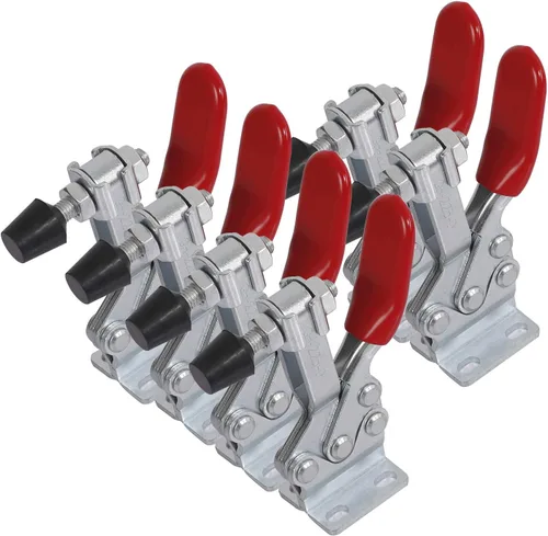 Vista 6 de KEILEOHO 6 abrazaderas de palanca 225D, abrazadera de sujeción de 500 libras, abrazadera de cierre horizontal de liberación rápida, abrazadera