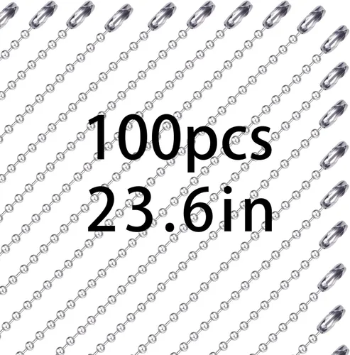 100 unidades de cadena de identificación para perro, cadena de bolas a granel, cadena militar para perros para hombres, cadenas de collar de cuentas