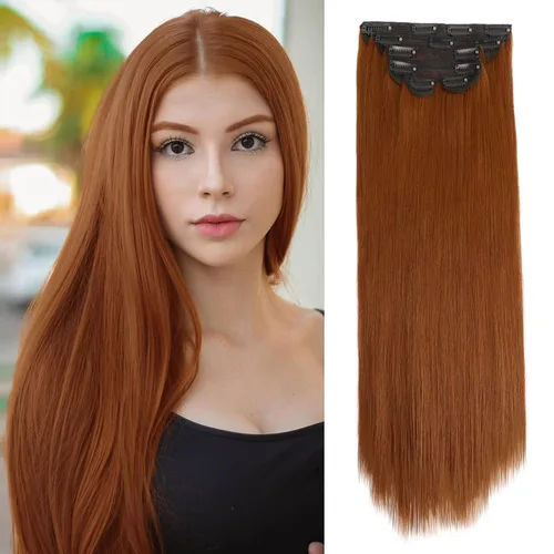 Vista 25 de WECAN Extensión de cabello con clip, de 20 pulgadas, mezcla de rubio ceniza y rubio decolorado, 6 piezas, extensiones de cabello largo ondulado