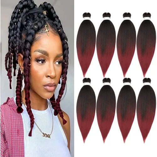 Vista 48 de Cabello trenzado preestirado de 14 pulgadas, 3 paquetes de cabello corto para trenzar, sin picazón, ajuste de agua caliente, extensiones de cabello