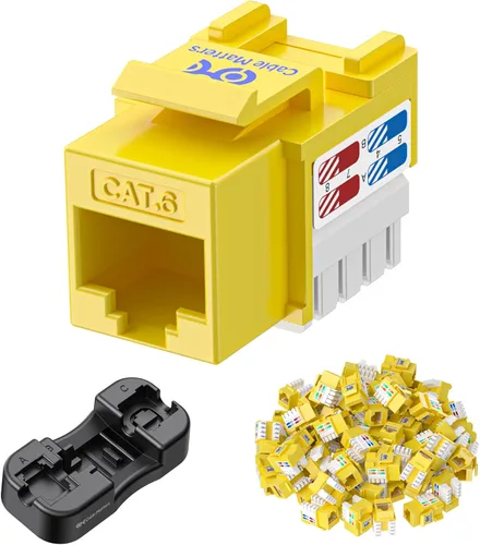Vista 8 de [Con certificado UL] Paquete de 25 enchufes Keystone de presión Cable Matters Cat6 RJ45, Negro