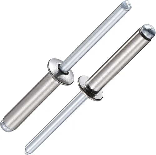Vista 23 de Wensilon (150 unidades) Remaches ciegos profesionales de aluminio de 1/4"x1/2", 6.5X13mm Agarre de aluminio y mandril de acero