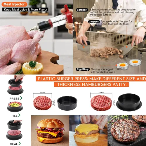 Vista 5 de Kit de accesorios para plancha, juego de 144 piezas de herramientas para plancha y parrilla para Blackstone y Camp Chef, juego profesional