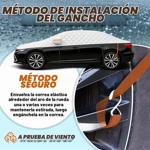 Vista 6 de Funda protectora de granizo para sedán, acolchado de algodón multicapa, protección superior gruesa para granizo, nieve e impacto