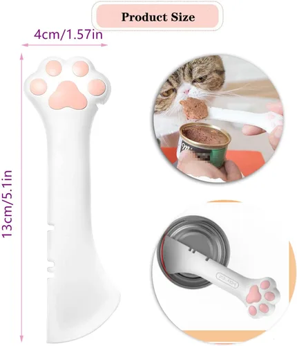 Vista 12 de Juego de 4 suministros de latas de comida para mascotas, tapas universales de silicona para latas de gatos, espátula 2 en 1, abridor de latas