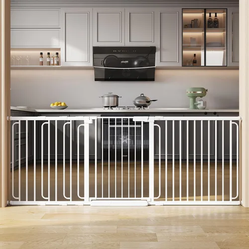 Vista 8 de Extensión de puerta de bebé extra ancha de 3.94 pulgadas montada por presión, puerta de seguridad para niños con cierre automático para puertas sin