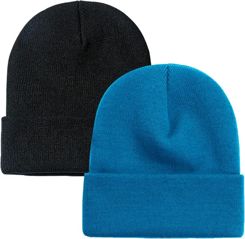 ZOORON Paquete de 1 y 2 gorros para hombres y mujeres, gorros de punto para invierno, gorro de esquí suave, unisex
