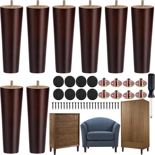 Vista 18 de TURSTIN 8 patas redondas para muebles de 3 pulgadas, patas redondas de madera maciza con tuercas en T M8, patas de sofá, patas de repuesto