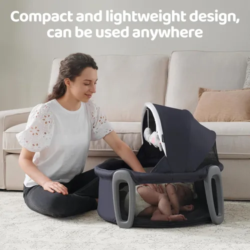 Vista 2 de Pamo babe Moisés portátil y espacio de juego cuna de viaje para recién nacido