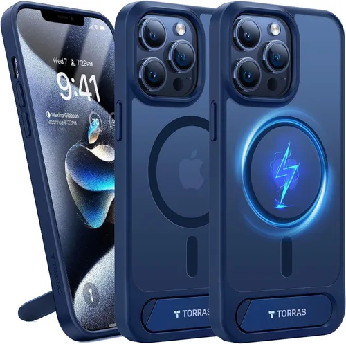 Vista 26 de TORRAS Funda para iPhone 13 Pro Negro Translúcido Magnético Fuerte y Soporte Sin Costuras, Compatible con MagSafe, Protección contra Caídas