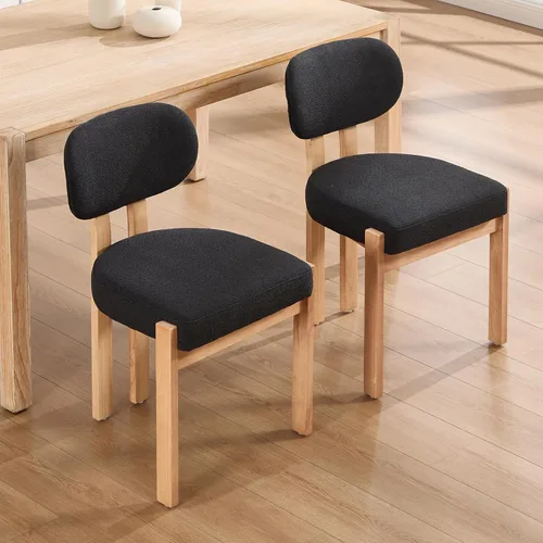 Wooden Dining Chairs Set of 2, Mid Century Modern Chenile Upholstered Dining Room Chair Kitchen Chairs with Solid Wood Legs, Farmhouse Dinner Chair