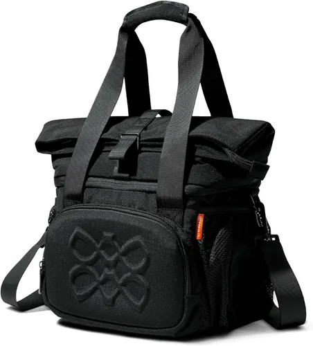 Vista 17 de Bolsa de almuerzo aislada con doble compartimento, con 2 compartimentos a prueba de fugas y tapa enrollable, lonchera de 13 L para el trabajo