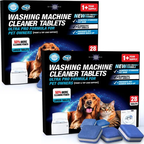 Vista 12 de Tabletas limpiadoras de lavadora para dueños de mascotas - Limpieza profunda de lavadora de carga frontal y superior - Seguro para tanque séptico