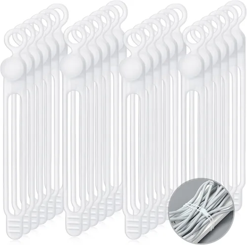 Vista 14 de Nuanchu 40 bridas de silicona reutilizables, correas ajustables, organizador de cables de carga multiusos para sujetar cables de carga