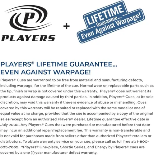 Vista 3 de Players Taco de billar de arce duro norteamericano de 58 pulgadas, 2 piezas, color humo, 21 onzas