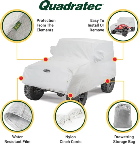 Vista 5 de Quadratec Softbond - Funda para automóvil de 3 capas, compatible con Jeep CJ, Wrangler TJ y YJ 1976-2006, cubierta para Jeep Wrangler de 2 puertas