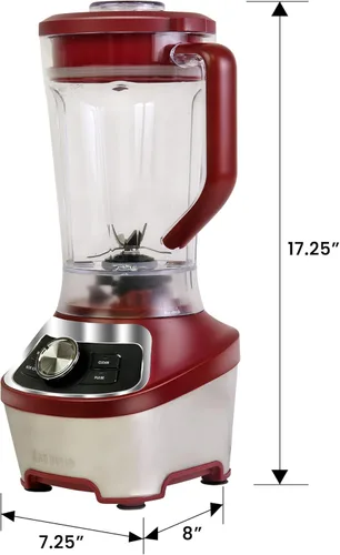 Vista 6 de Kenmore - Batidora eléctrica para batidos, trituradora de hielo y función de pulso, jarra de plástico Tritan resistente con 6 velocidades, Rojo