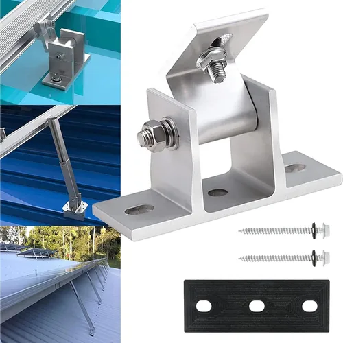 Vista 2 de Panel solar ajustable Soporte de montaje de inclinación Base de montaje en panel solar Soporte de techo Ángulo de inclinación 10° -60° Soporte