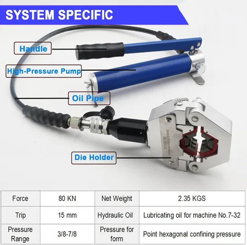 Vista 4 de Herramienta hidráulica de prensado de CA Kit manual de crimpadora de manguera de CA, aire acondicionado de alta presión para accesorios de manguera