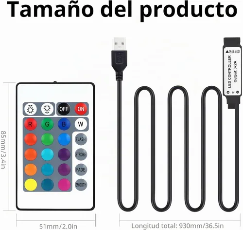 Vista 7 de RGBZONE Controlador LED USB de 5V, control remoto inalámbrico RF de 21