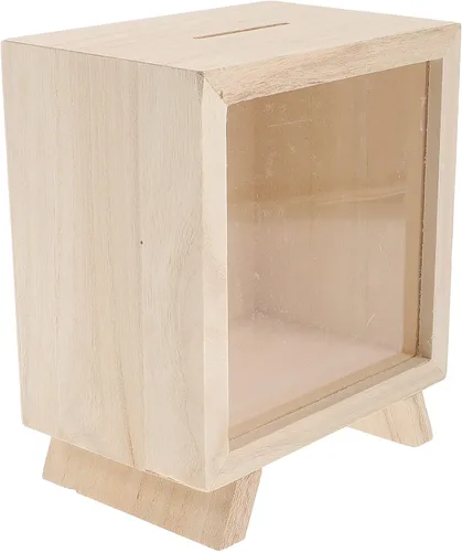 Zerodeko Hucha de madera Caja de sombra con marco de madera de vidrio acrílico, banco de monedas, banco de ahorro de dinero, caja de puntas,