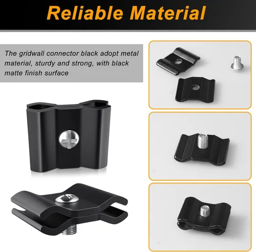 Vista 6 de 18 piezas de clips de unión de rejilla de alambre negro conectores de panel de rejilla para paneles de rejilla de pared