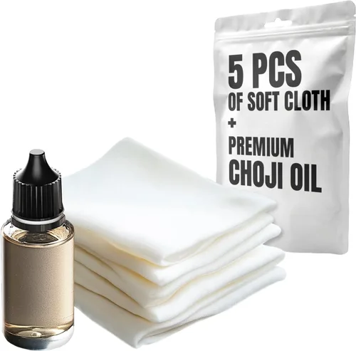 Basic Katana Cleaning Kit with 5 pcs Cleaning Cloths and Bottle of Choji Oil - Maintenance Care Set for Samurai Swords - Care for Samurai Japanese