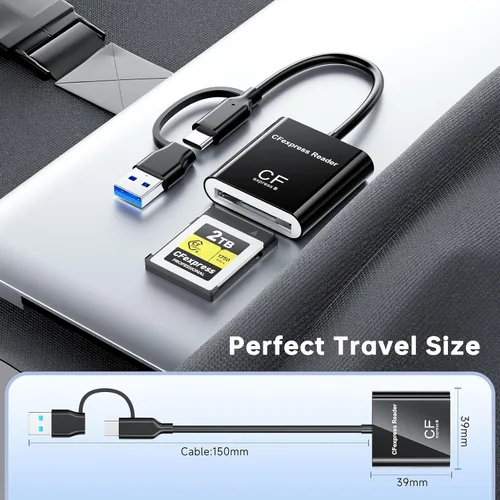 Vista 7 de Lector de tarjetas CFExpress tipo B con USB 3.2 (Gen 2) 10Gbps, USB-C y USB-A 2 en 1 tipo B CFexpress, lector de tarjetas CF Express tipo B
