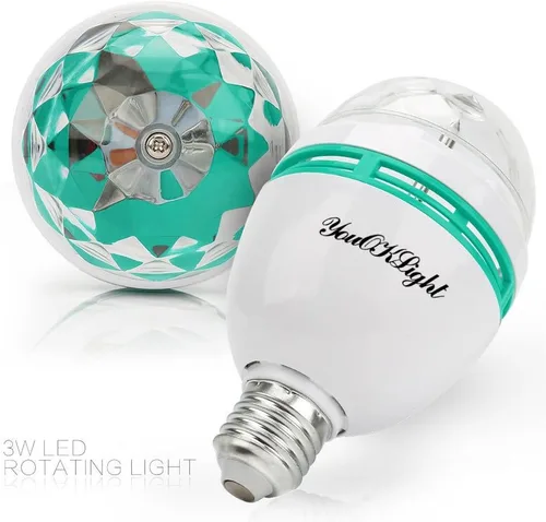 Vista 3 de YouOKLight Paquete de 3 bombillas LED estroboscópicas E26 a todo color, luz estroboscópica de cristal cambiante, para discoteca, fiesta