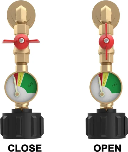 Vista 3 de GardenNow QCC1 Adaptador de codo de repuesto de propano con medidor de tanque de propano Adaptador de presión de recarga de propano de 90 grados