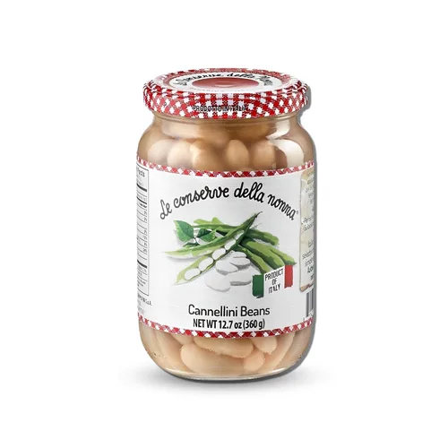 Le Conserve Della Nonna Cannellini Frijoles en tarro de vidrio, frijoles conservados italianos, sin conservantes artificiales añadidos, ingredientes