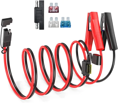 Vista 10 de ELFCULB Puerto de pared lateral SAE de 12 AWG a conector SAE, puerto de pared lateral solar, con fusible de 10 A, 15 A, 20 A, 25 A, compatible