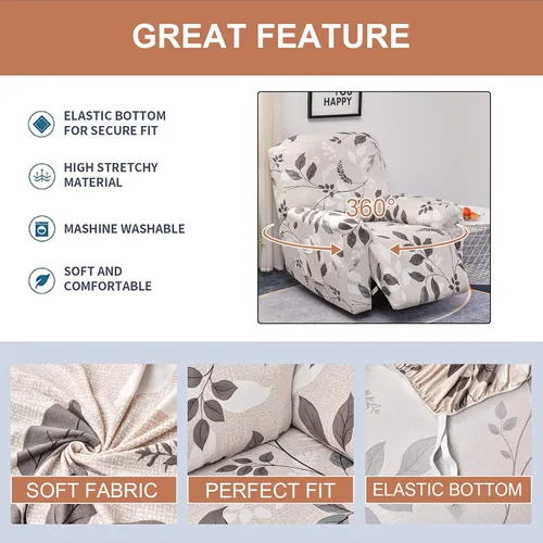 Vista 3 de Eco-Ancheng Fundas para sillas reclinables, 4 piezas, fundas reclinables para silla reclinable, fundas elásticas para silla reclinable de 1 asiento